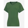 thumbnail image 5 of Women's V Neck T Shirts Casual Rolled Short Sleeve Side Split Summer Tops Loose Fit, 5 of 5