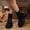 Black, variant on Women's Lace-up Chuncky Lug Sole Platform Low Heel Combat Ankle Boots with Zipper Black 6(37)