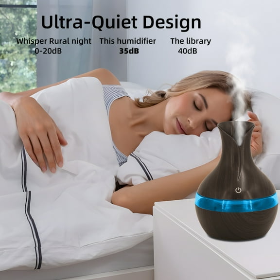 300ml Aromatherapy Humidifier  Whisper Quiet Cool Mist Diffuser  USB Powered  Essential Oil Compatible  Home & Office Use