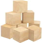 KOHAND 8 Pack 3 Inch Blank Wood Cubes, Unfinished Natural Wooden Carving Blocks, Crafts Wood Square Carving Blocks