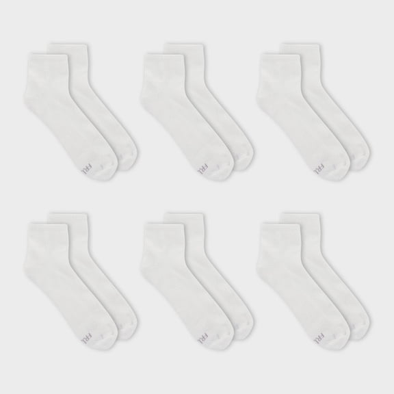 Fruit of the Loom Women's Cushioned 6pk Ankle Socks - White 4-10