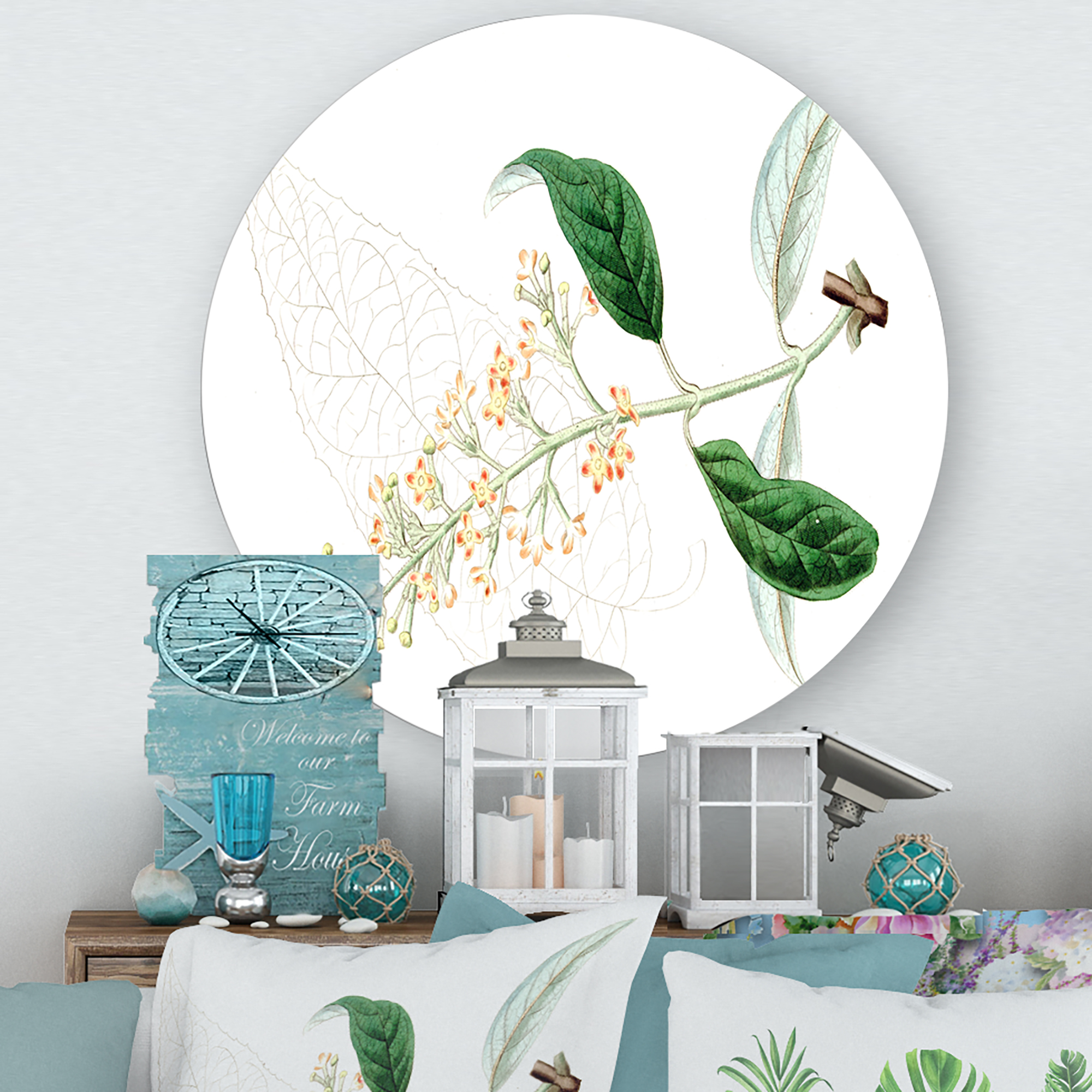 Designart 'Ancient Plant Life XXVII' Traditional Circle Metal Wall Art 11x11 - Disc of 11