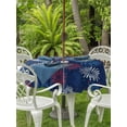 thumbnail image 4 of Round Outdoor Tablecloth With Umbrella Hole And Zipper– Fireworks 4th of July Waterproof Patio Table Cover for Party, Picnic, Backyard, 60" Dia. , Patriotic Red, White, and Blue Stars, 4 of 8