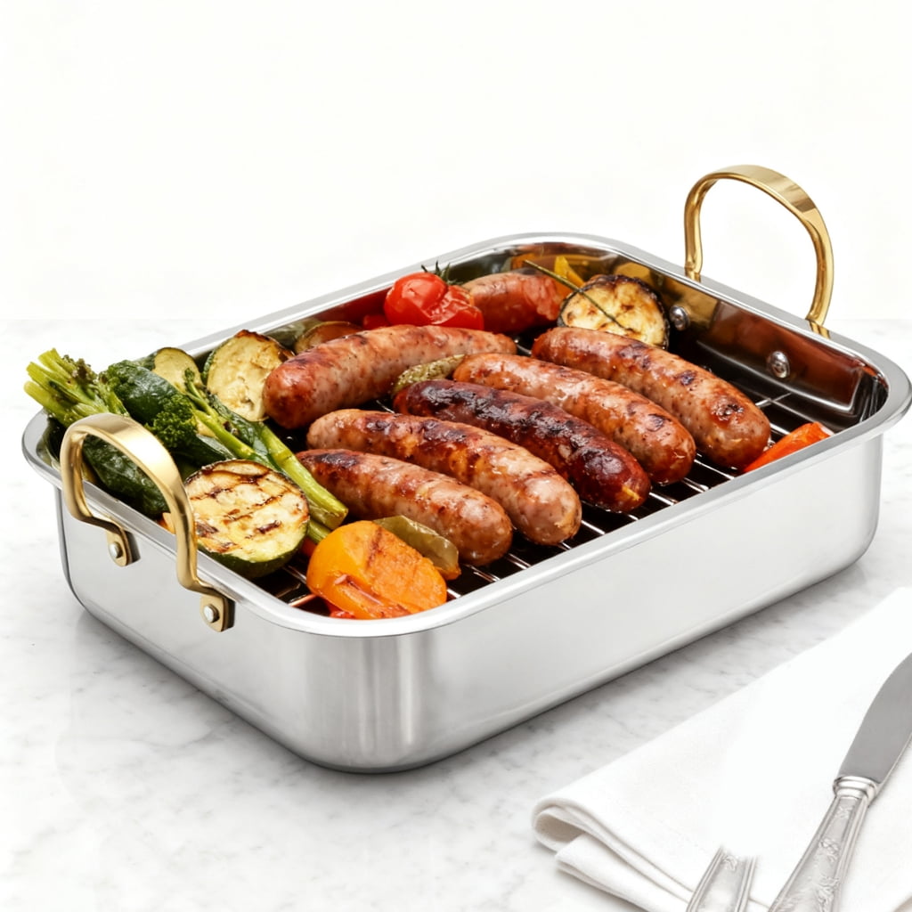 lanema Multipurpose Grill Pan Thicken For Safe Placement On Heat Sources Antirust Steel Promotes Cooking For Various Food