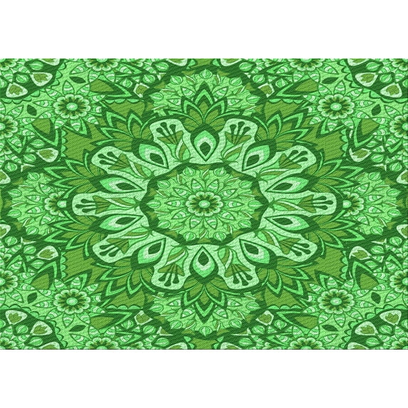Ahgly Company Indoor Rectangle Patterned Green Area Rugs, 2' x 4'