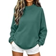 thumbnail image 5 of Mock Neck Sweatshirt for Women Slouchy Preppy Sweat Shirt Womens Clothes Trendy Turtleneck Long Sleeve Lounge Daily Outfit Fall Fashion Must Haves Workout Tops Stretchy Clothes Cute Blackish Green, 5 of 8