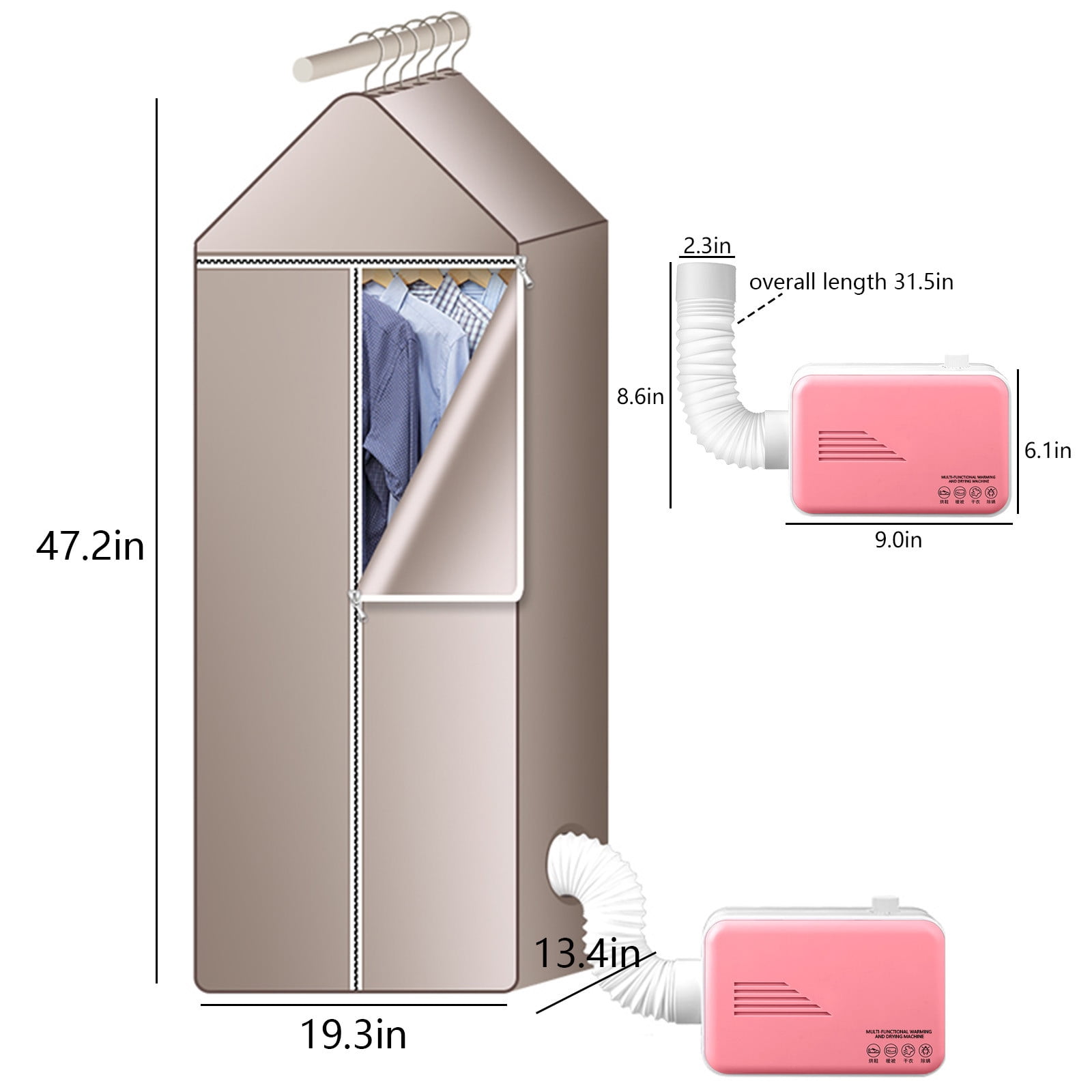 Portable Clothes Dryer Machine, 800W Power with Foldable Shelf, Compact for Apartments and Travel, Timer Function for Efficient Drying