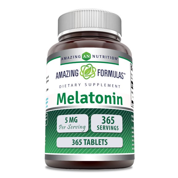 Amazing Formulas Melatonin 5 Mg 365 Tablets Supplement | 1 Year Supply | Non-GMO | Gluten Free | Made in USA