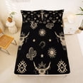 thumbnail image 5 of Erosebridal Brown Bull Skull Bed Sheets,Retro Boho Aztec Geometric King Sheets For Men Women 4pcs, 5 of 6