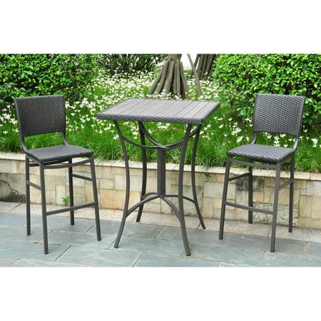 International Caravan Barcelona Resin Wicker Bar Height Bistro Set International Caravan Barcelona Resin Wicker Bar Height Bistro Set