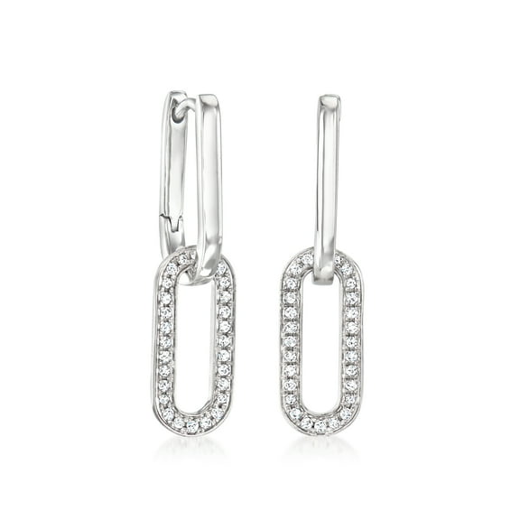 Pure Collection by Ross-Simons 0.15 ct. t.w. Diamond Paper Clip Link Removable Drop Earrings in Sterling Silver, Women's, Adult