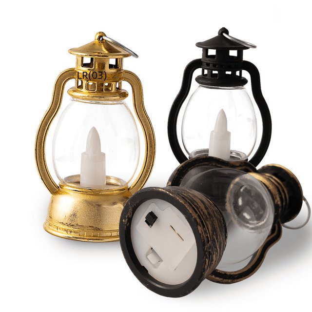 Lámpara de viento pequeña navideña, mini lámpara de aceite retro, vela electrónica de plástico led, portavelas, adornos decorativos de escritorio