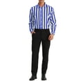 thumbnail image 2 of Camisa Casual de Manga Larga de Rayas Verticales para Hombre Inspire Chic, Ajuste Regular, 2XL, Azul Marino y Blanco, 2 of 4