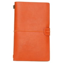 Uxcell1 Pcs Vintage Retro PU Leather Notebook, Refillable Notepaper Travel Journal Notebook for Travel Diary Planner, Orange