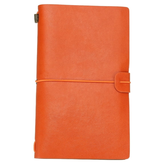 Uxcell1 Pcs Vintage Retro PU Leather Notebook, Refillable Notepaper Travel Journal Notebook for Travel Diary Planner, Orange