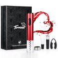 thumbnail image 1 of Tirrinia Electric Wine Opener Set, Wine Bottle Cork Remover Accessory Tool Kit with Wine Aerator Pourer,Foil Cutter, Drip Ring and Vacuum Stopper, Perfect Wine Gift, Red, 1 of 4