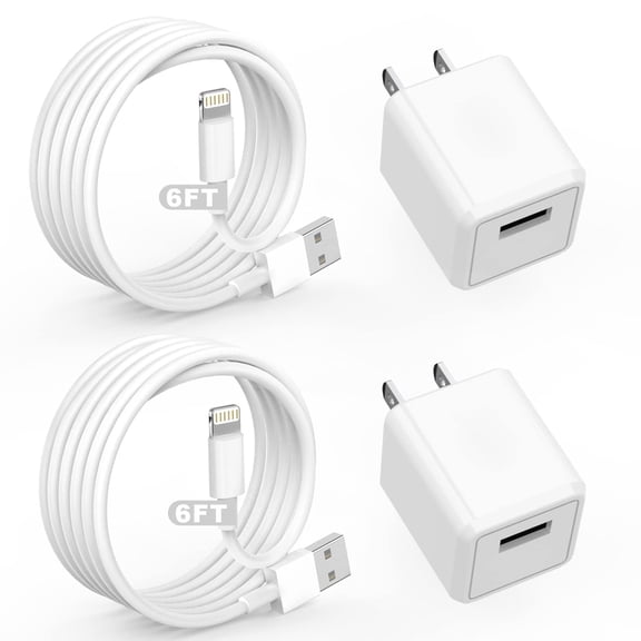 Phone Charger Cube Travel 2Pack with 6FT Lightning Cable, 5W Fast Charging USB Wall Plug Adapter Compatible with iPhone 14/13/12/11/Pro Max, iPad, AirPods