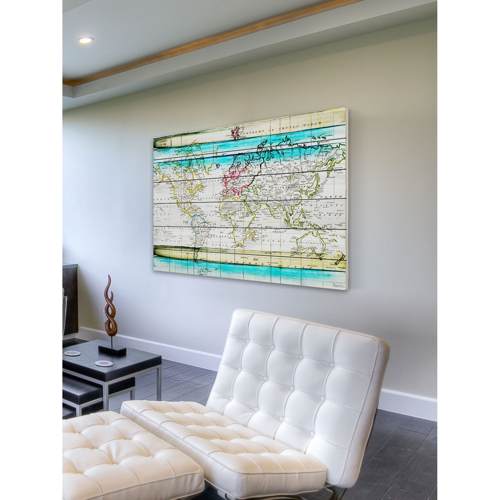 Parvez Taj Jet Setting 36-Inch x 24-Inch White Wood Wall Art