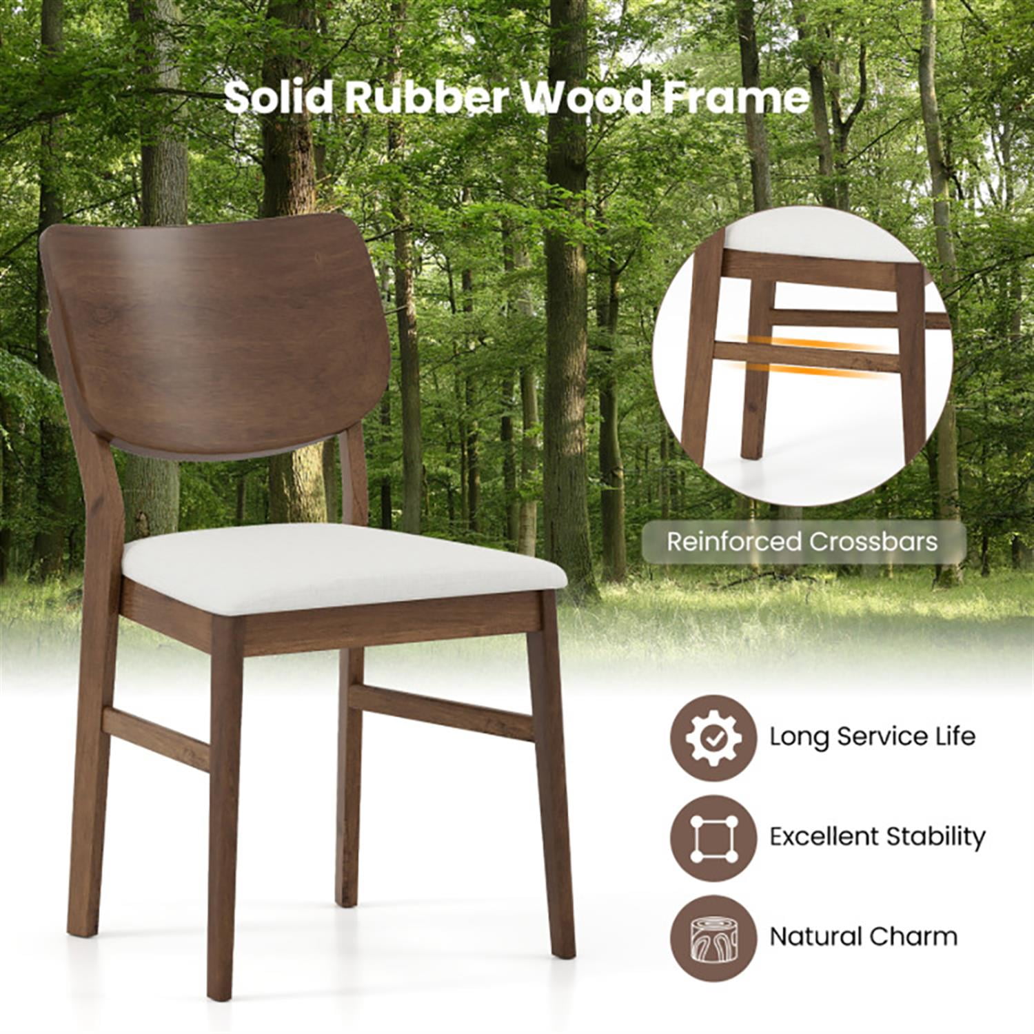 Demi Bonn Farmhouse Upholstered Kitchen Chairs Set of 2, Dining Chairs with Rubber Wood Frame, Suitable for Living Room Dining Room, Brown