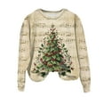 thumbnail image 5 of Jkety Vintage Christmas Sweater Christmas Shirts for Women Long Sleeve Vintage Santa Claus Shirts Fashion Christmas Holiday Tops Light Yellow,S, 5 of 7