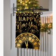 thumbnail image 4 of Happy New Year 2025 Clock Decorative Garden Flag, Black Gold Fireworks Stars Celebration Yard Outside Decorations, Golden Christmas Winter Burlap Outdoor Small Home Decor Double Sided 12.5x18, 4 of 6