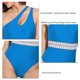 thumbnail image 5 of Mujeres una pieza traje de baño un hombro inclinado hombro cintura correas costura una pieza traje de baño bikini azul M, 5 of 6