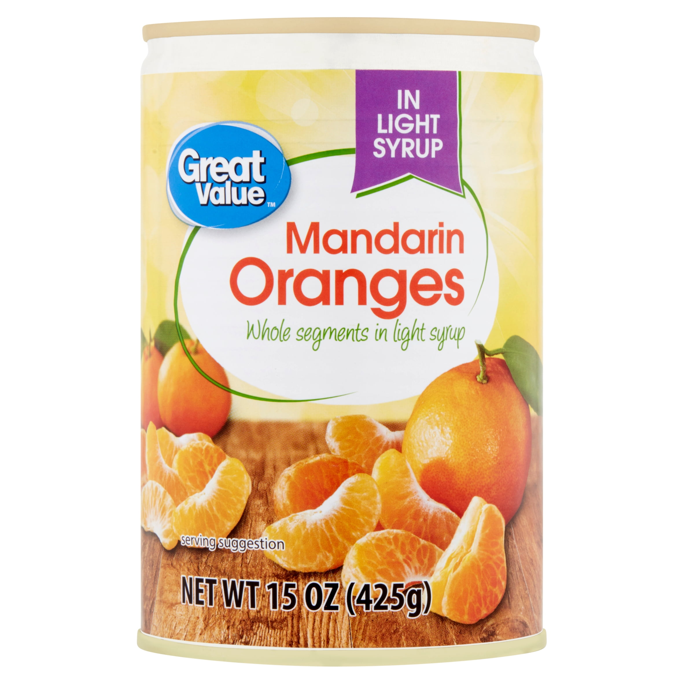 Great Value Mandarin Oranges in Light Syrup, 15 oz