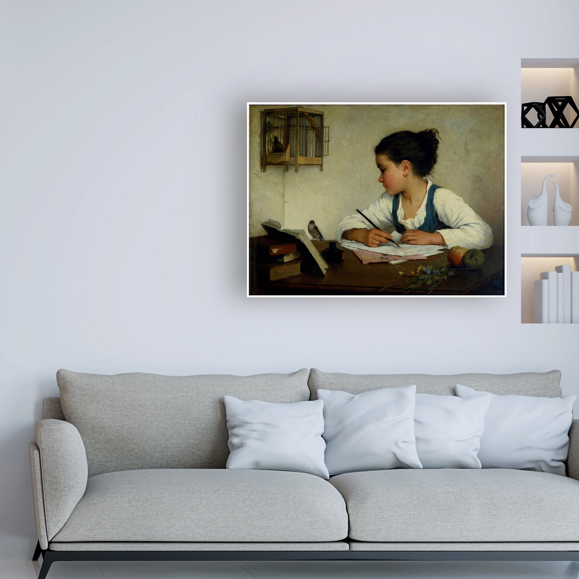Henriette Browne 'The pet goldfinch' Canvas Art