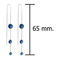 thumbnail image 4 of Graduated Tiers Blue Cubic Zirconia Sterling Silver Threader Earrings, 4 of 5