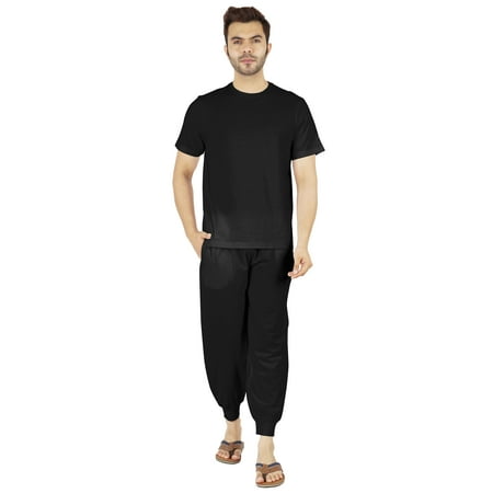 

Inkmeso SolidPajama Set For Mens Short Sleeve Sleepwear Round NeckNightwearPj Set