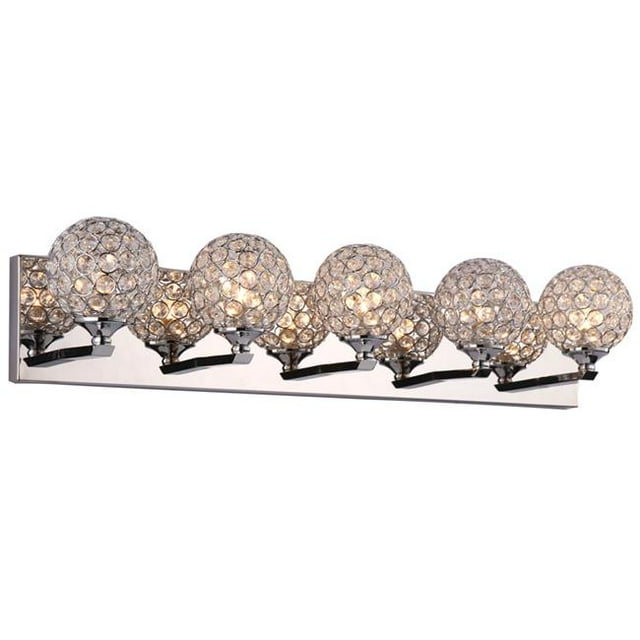 PLC 92705PC 7 x 27.5 in. Alexa 5 Light Vanity Light, Polished Chrome