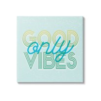Stupell Industries Good Vibes Only Blue Retro Graphic Art Gallery Wrapped Canvas Print Wall Art, Design by Lil' Rue