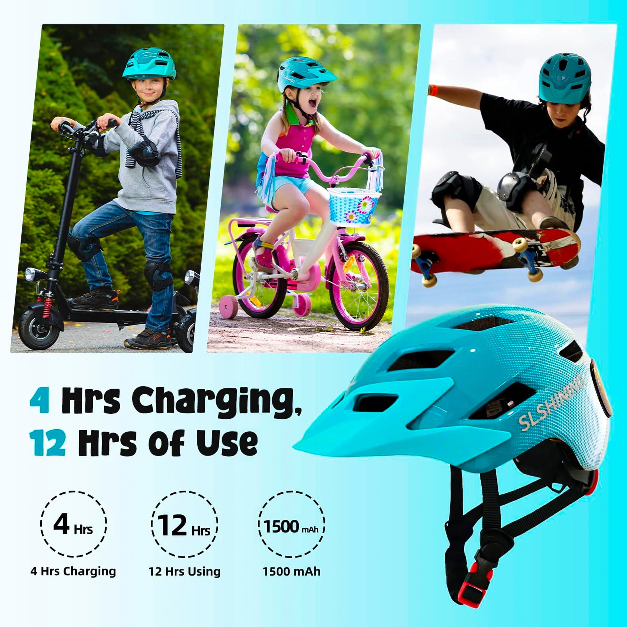 Kids Bike Helmet with LED Display & Remote Control, 64 Light Patterns, Turn & Stop Signals, Multi-Sport Helmet for Toddler & Youth Ages 3-14, Safe for Boys Girls Bicycle Scooter Mountain Bike