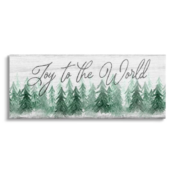 Stupell Industries Joy to the World Pine Trees Graphic Art Gallery Wrapped Canvas Print Wall Art, Design by Natalie Carpentieri