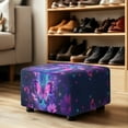 thumbnail image 4 of Xixirimido Purple Sprkling Butterfly Daisy Pattern Ottoman Cover Stretch Rectangular Footstool Slipcover with Nonslip Elastic Base, Universal Fit for Storage Ottomans & Ottoman Footrests, Large, 4 of 7