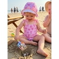 thumbnail image 4 of BemeyourBBs Toddler Baby Girl Swimsuit One Piece Swimsuit Infant Girl Bathing Suit Strawberr Bow Cherry Print Sleeveless Tie Shoulder Swimwear with Swim Cap Summer Beachwear, 4 of 9