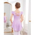thumbnail image 3 of Oudiya Girls Ballet Dress Ruffle Sleeve Dance Leotard with Skirt Criss Cross Back Dance Clothes for Kids 10-11Y, 3 of 7