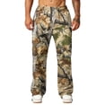 thumbnail image 5 of LTTVQM Men's Casual Outdoor Camo Trousers Scenic Country Camo Adjustable Drawstring Waist Relaxed Thigh Fit Camping Wide Leg Full Length Pants Bronze S, 5 of 7