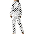thumbnail image 4 of Xyxonk Polka Dot Pajamas for Women Set Button Up Lounge Sets White Plus Size Long Sleeve Shirt and Womens Pajama Pants Soft Lounge Two Piece Loungewear White 2XL, 4 of 7