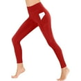thumbnail image 6 of CFLVAEK Womens Yoga Leggings with Pockets Tummy Control Workout Legging Comfy Butt Lifting High Waist Leggings Pants Solid Color Running Trainning Pant Red S, 6 of 9