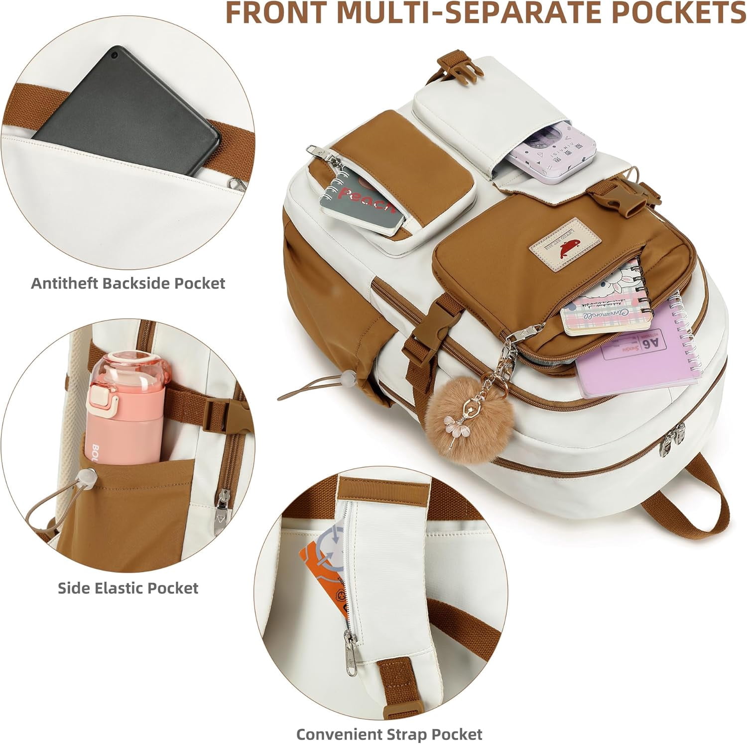 AO ALI VICTORY Laptop Backpack 15.6 inch Backpack Anti-theft Travel Backpack Large Schoolbag Teenagers(Beige Khaki)