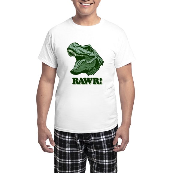CafePress - T Rex RAWR Men's Light Pajamas - Men's Light Loose Fit Cotton Pajama Set