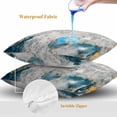 thumbnail image 4 of Gray Teal Throw Pillow Covers 18x18 Inch Set of 2, Modern Abstract Art Retro Flow Marble Waterproof Outdoor Pillow Covers, Decorative Cushion Pillowcases for Couch, Sofa, Bed, Garden, Patio, 4 of 9