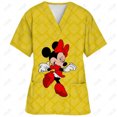 thumbnail image 3 of Uniforme de enfermera de verano con estampado de Mickey Mouse de Disney, ropa de trabajo para dentistas, salones de belleza y tiendas de mascotas, camisetas con cuello en V y bolsillos, 3 of 5
