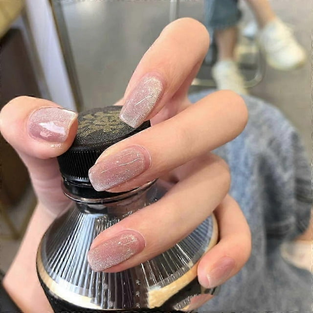 Press On Nails Medium - Soft Gel Almond Press On Nails, Opaque Reusable Stick On Nails, Supremely Fit Natural Fake Nail