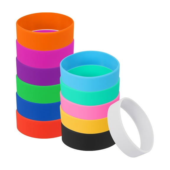 Uxcell Silicone Bracelets Rubber Wristbands Blank Broaden Elastic Sport Bands Multicolored 12 Pack