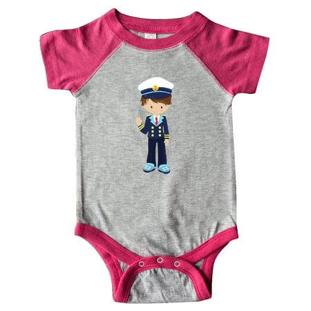 

Inktastic Cute Boy Boat Captain Skipper Brown Hair Gift Baby Boy Bodysuit