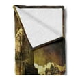 thumbnail image 2 of Medieval Soft Flannel Fleece Blanket, Old Scottish Castle Vintage Style European Middle Age Culture Heritage Town Photo, Cozy Plush for Indoor and Outdoor Use, 50" x 60", Grey Green, by Ambesonne, 2 of 5