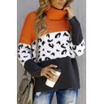 thumbnail image 4 of ABPHQTO Jersey de punto grueso con cuello alto naranja para mujer, 4 of 5
