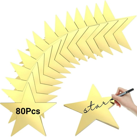 LQQBOX 80 Pieces 11.81 Inch Large Gold Stars Cutouts Gold Stars Decoration Double Printed Paper Stars for Wedding Bulletin Board Decoration Classroom Wall Party Decoration Graduation Party Decoration